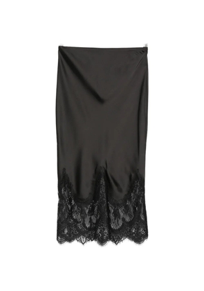 Norma Kamali lace-trim midi skirt - Black