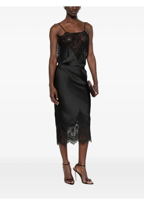 Norma Kamali lace-trim midi skirt - Black