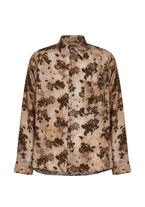 Uma Wang floral-print chest-pocket shirt - Brown