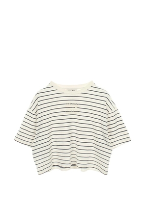 Miu Miu Pre-Owned 2010s logo-patch cropped T-shirt - White