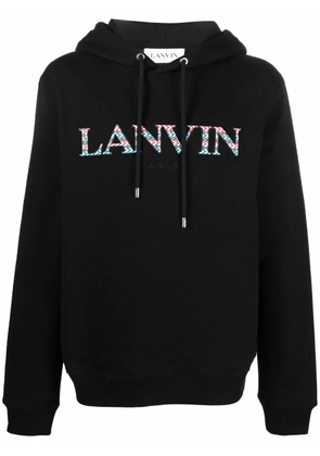 Lanvin embroidered-logo drawstring hoodie - Black