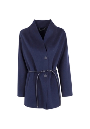 Seventy belted button-front coat - Blue