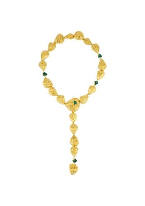 FENOMENA emerald-embellished shell-motif necklace - Gold