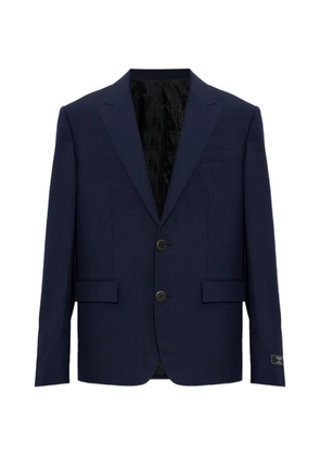 Balmain logo-patch wool blazer - Blue