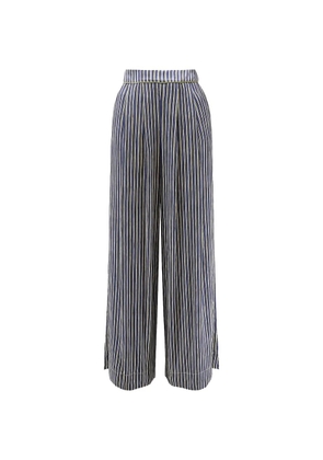 BYE FIRENZE stripe-print pleated trousers - Blue
