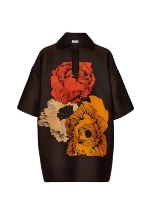 Ferragamo floral-print short-sleeve polo shirt - Black