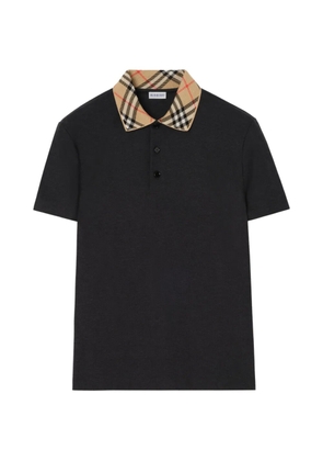 Burberry 格纹衣领棉质 Polo 衫 - Black