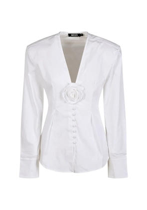 ROTATE BIRGER CHRISTENSEN floral-applique V-neck shirt - White