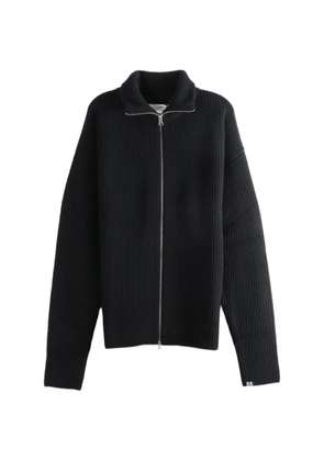 extreme cashmere ribbed-knit zip-up sweater - Black
