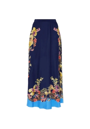 ETRO floral-print silk skirt - Blue