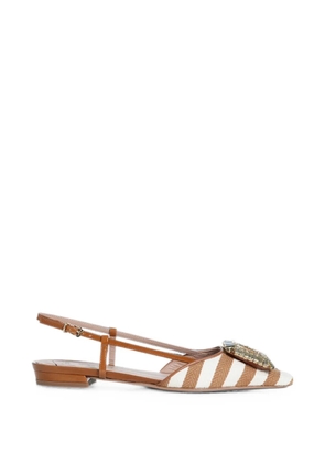 Roberto Festa Mimma crystal-embellished striped flat pumps - White