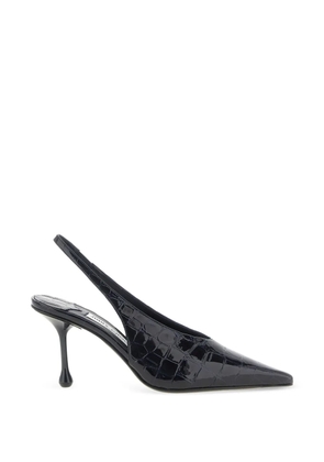 Jimmy Choo Isa 80 marine shiny croc-embossed leather slingbacks - Blue