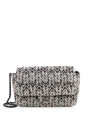 CHANEL Pre-Owned CC Chain Single Flap Bag Quilted Herringbone Tweed Medium shoulder bag - Black