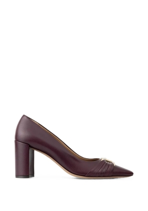 Ferragamo Gancini ornament pumps with bock heel - Red