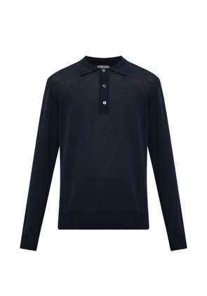 TOM FORD fine-gauge silk linen polo - Blue