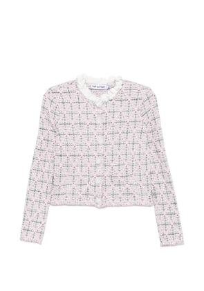 Self-Portrait check knit jacket - Pink