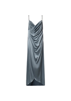 Valentino Garavani long dress in embroidered Cady satin - Blue