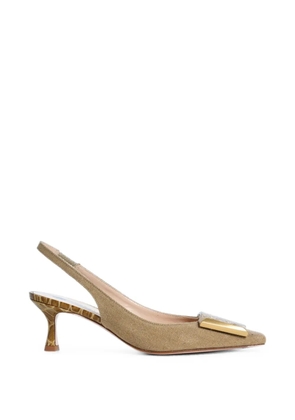 Roberto Festa Arienne crocodile-effect appliqué slingback pumps - Green