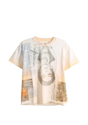 SAITOS graphic-print distressed T-shirt - Neutrals