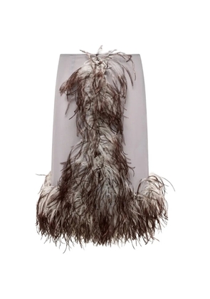 16Arlington Flora feather-trim midi skirt - Green