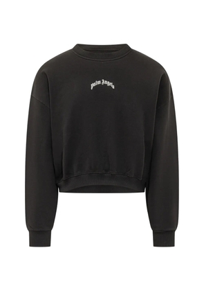 Palm Angels curved-logo cropped crewneck sweatshirt - Black