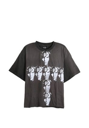 SAITOS Wormhole graphic-print distressed T-shirt - Black