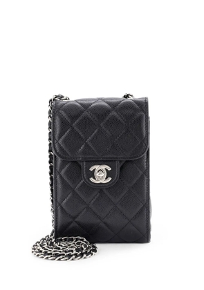 CHANEL Pre-Owned CC Flap Phone Holder Crossbody Bag Quilted Caviar clutch bag - Black