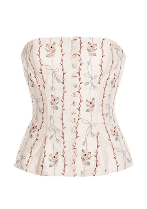 Agua By Agua Bendita embroidered strapless top - Neutrals