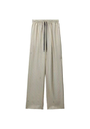 Versace printed silk-twill pajama-style trousers - Neutrals