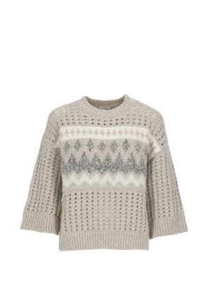 Peserico sequin-embellished open-knit sweater - Neutrals