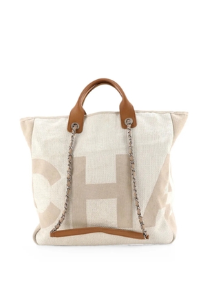 CHANEL Pre-Owned Deauville Logo Shopping Printed Raffia Large tote bag - Neutrals