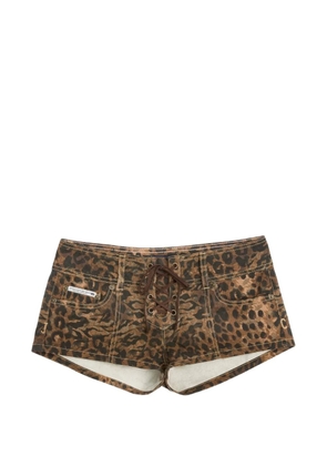 Juicy Couture animal-print lace-up shorts - Brown