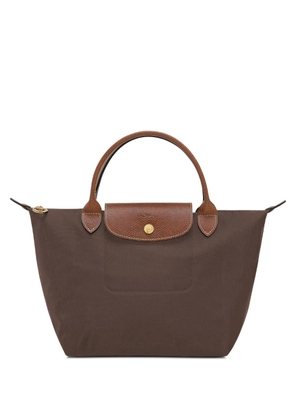 Longchamp S Le Pliage leather-trim tote bag - Brown