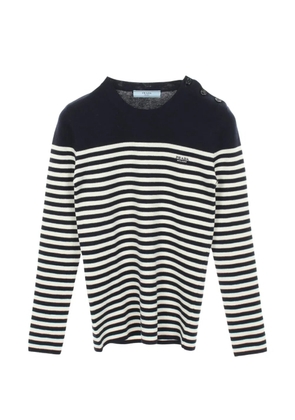 Prada Pre-Owned 2010s striped-pattern button-detail wool sweater - Blue