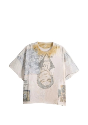 SAITOS graphic-print raw-cut T-shirt - Neutrals