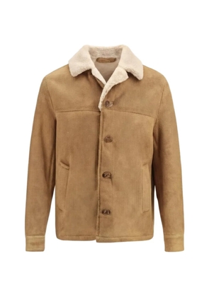 Salvatore Santoro shearling-collar button-up jacket - Neutrals