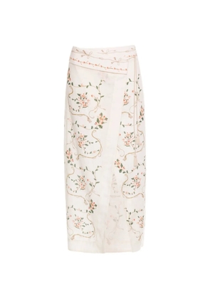 Agua By Agua Bendita Tierra Navegante floral-print midi skirt - Neutrals