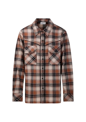 P.A.R.O.S.H. stud-embellished checked shirt - Brown