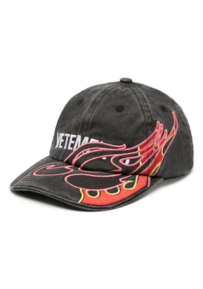 VETEMENTS embroidered-logo cotton baseball cap - Black