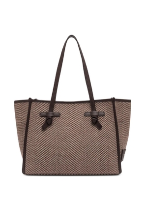 GIANNI CHIARINI Marcella herringbone-weave tote bag - Brown