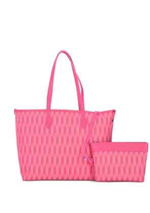 Au Départ Tote 47 monogram-jacquard leather-trim tote bag - Pink