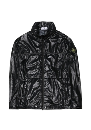Stone Island logo-patch crinkled-finish jacket - Black