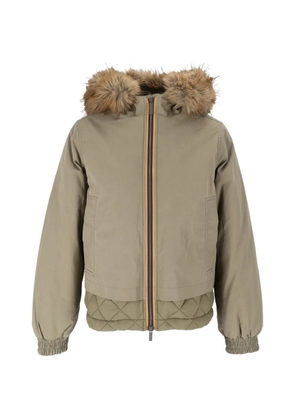 K-Way Tosca faux-fur trim puffer jacket - Neutrals