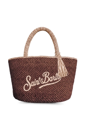 MC2 Saint Barth brown Marcy raffia bag with tassel and embroidered logo