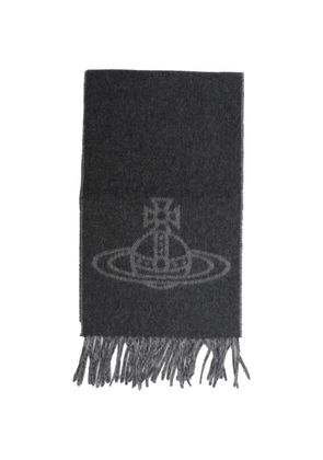Vivienne Westwood Orb-logo fringed scarf - Grey