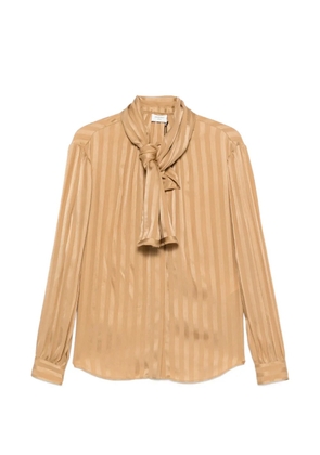 Saint Laurent striped pussy-bow blouse - Neutrals