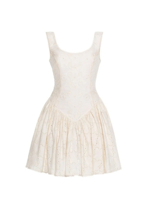 Agua By Agua Bendita Pluma Playa eyelet mini dress - Neutrals