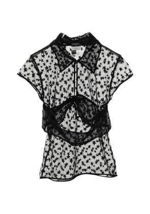 CHANEL Pre-Owned 1986-1988 short-sleeve lace blouse - Black