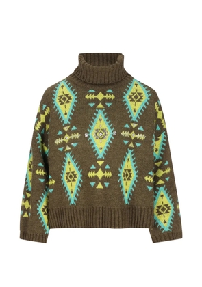 COLOUR MARKET crystal-embellished intarsia-knit sweater - Green