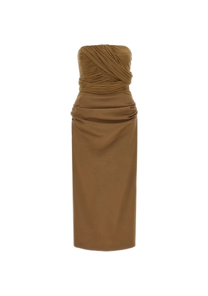 Magda Butrym draped strapless dress - Brown